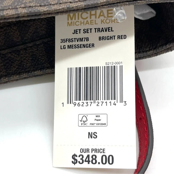 Michael Kors Large Messenger Crossbody Bag Brown/Red (NWT) - Picture 9 of 9